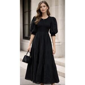 Gestuz MorianaGZ Black Short Sleeve Dress XS Puff Sleeves